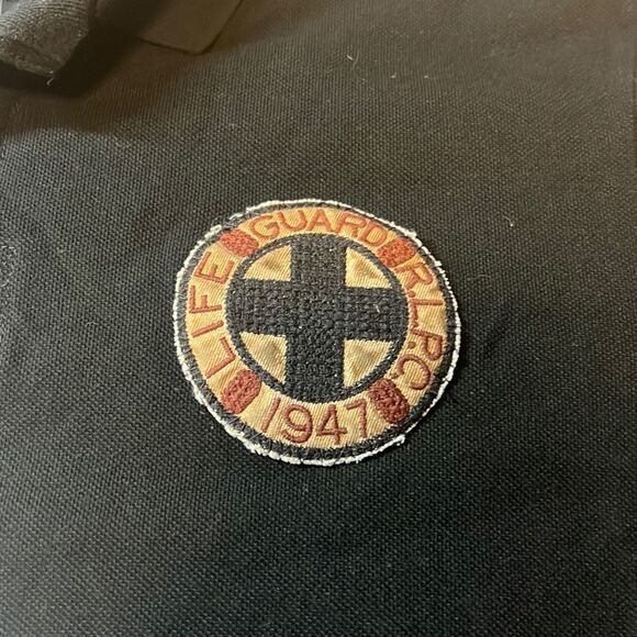 Polo‎ Ralph Lauren Polo Shirt XL Black Lifeguard Stripe RARE Vintage 90 NWT - Picture 6 of 6